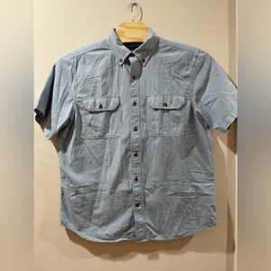 Men's Carhartt Loose Fit‎ Short Sleeve Light BlueButton Up Sz Large